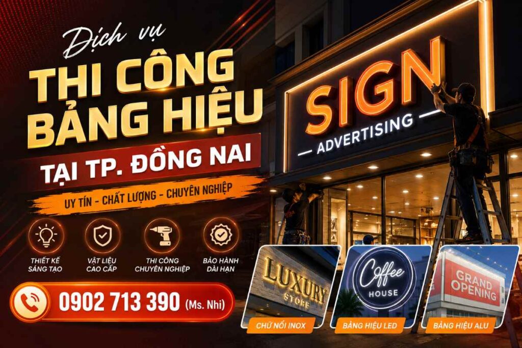 Dịch vụ thi công bảng hiệu tại TP. Đồng Nai | Hmedia