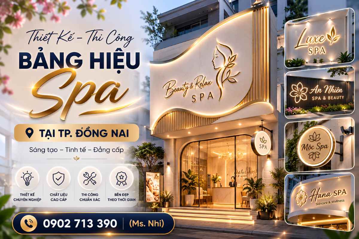 Thiết Kế Thi Công Làm Bảng Hiệu Spa Tại TP. Đồng Nai | Hmedia