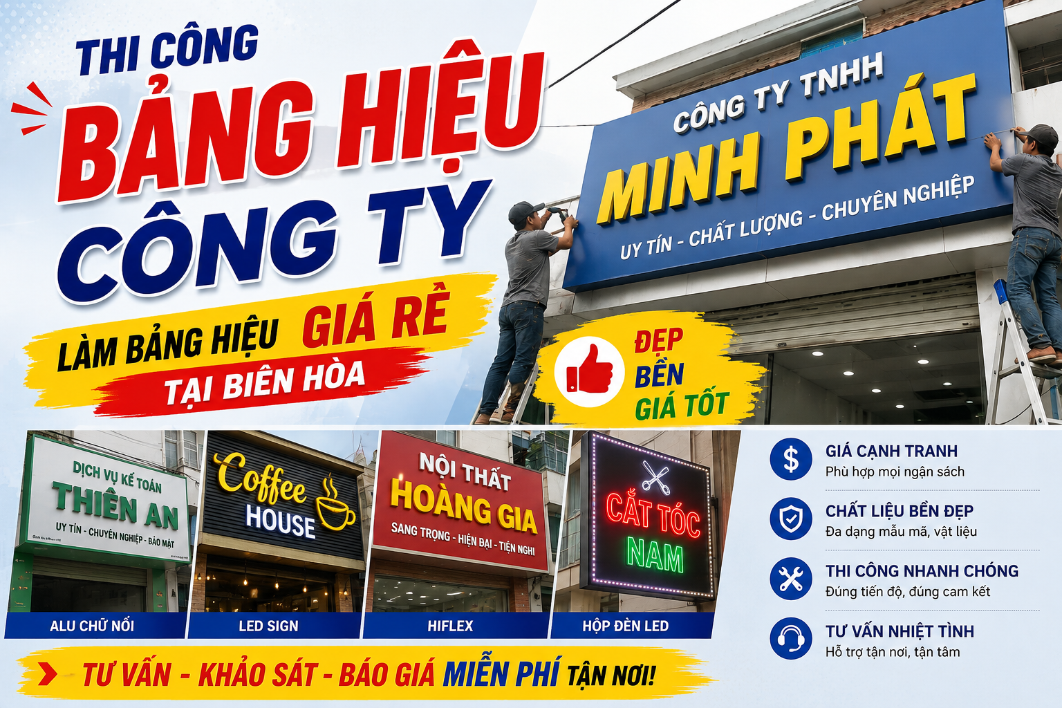 Thi Công Bảng Hiệu Công Ty – Làm Bảng Hiệu Giá Rẻ Tại Biên Hòa