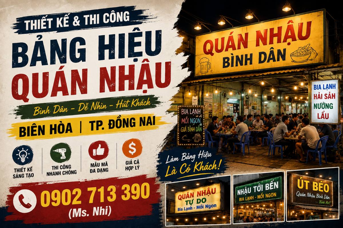 Thiết Kế & Thi Công Bảng Hiệu Quán Nhậu Biên Hòa | TP. Đồng Nai