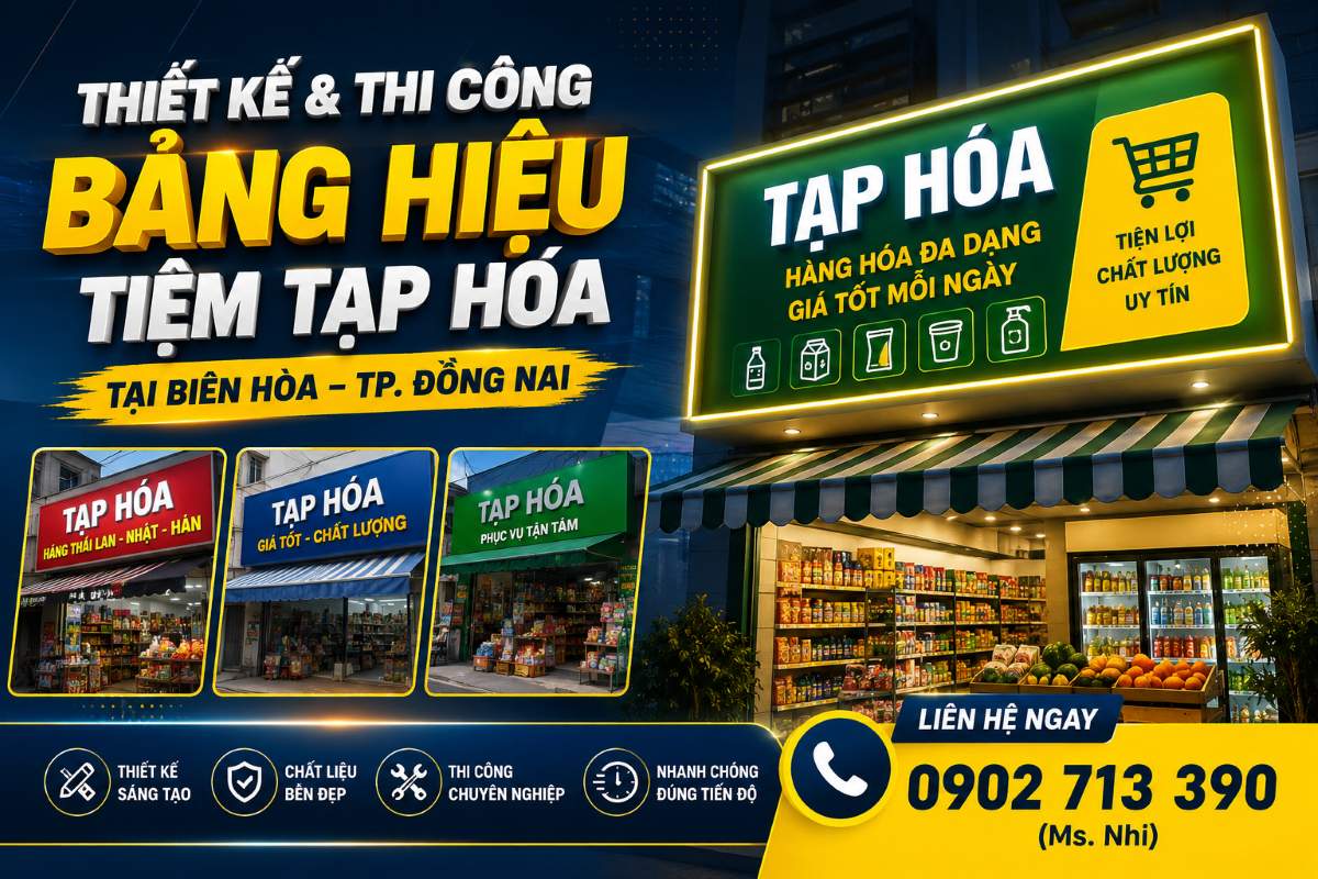 Thiết Kế & Thi Công Bảng Hiệu Tiệm Tạp Hóa Tại Biên Hòa – TP. Đồng Nai